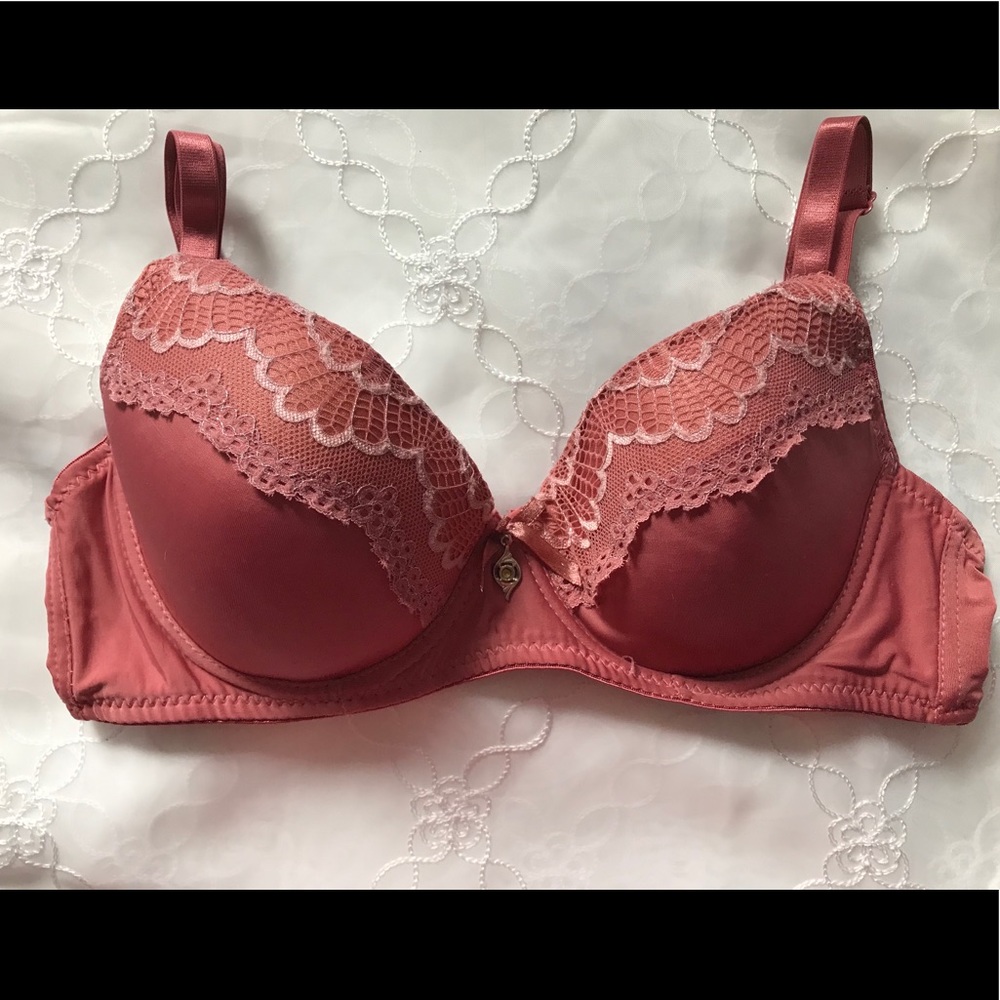 Cute deep pink bra with lace